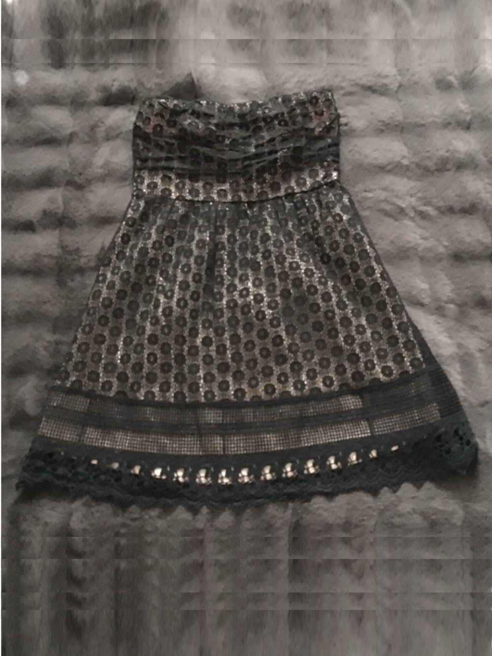 Black Strapless Cocktail Dress with Crochet Fabric (Size: Medium)